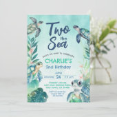 Sea Turtle 2. Geburtstag Einladung (Stehend Vorderseite)