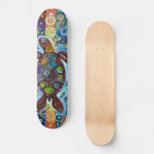 Sea Turtle - Aborigine Style - Skateboard Deck (Vorderseite)