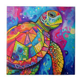 Sea Turtle Abstract Earth Day Ocean Beach Nature Fliese (Vorderseite)