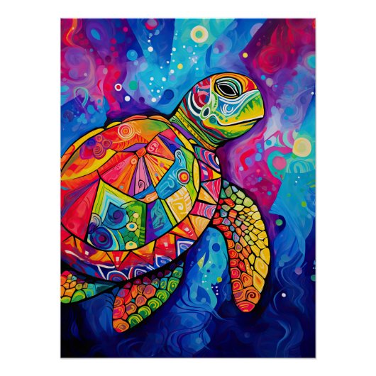 Sea Turtle Abstract Earth Day Ocean Beach Nature Poster (Vorderseite)