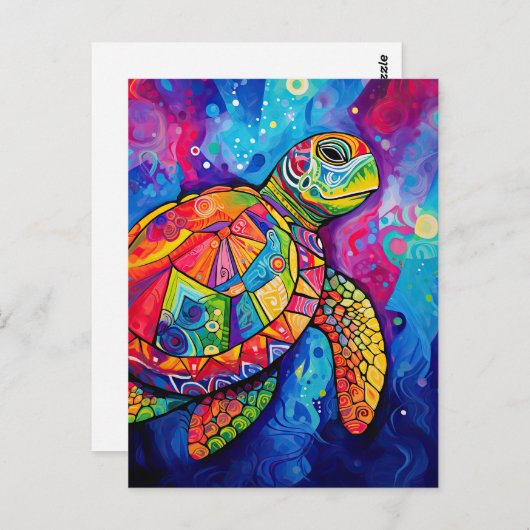 Sea Turtle Abstract Earth Day Ocean Beach Nature Postkarte (Vorne/Hinten)