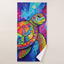 Sea Turtle Abstrakt Earth Day Ocean Beach Nature Badehandtuch