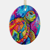 Sea Turtle Abstrakt Earth Day Ocean Beach Nature Keramik Ornament (Rechts)