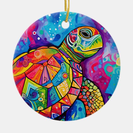 Sea Turtle Abstrakt Earth Day Ocean Beach Nature Keramik Ornament (Vorne)