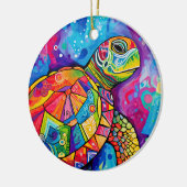 Sea Turtle Abstrakt Earth Day Ocean Beach Nature Keramik Ornament (Links)