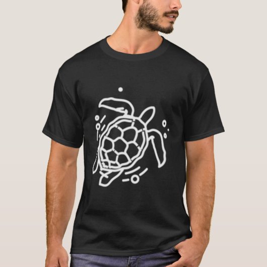 Sea Turtle Abzeichen Patch Line Art Icon Kontur Ge T-Shirt (Vorderseite)