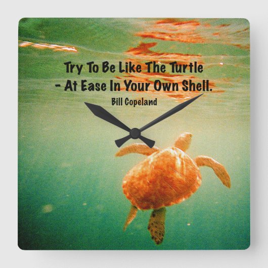 Sea Turtle Acrylic Wall Clock Quadratische Wanduhr (Vorderseite)