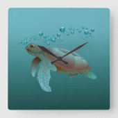 Sea Turtle Acrylic Wall Clock Quadratische Wanduhr (Vorderseite)