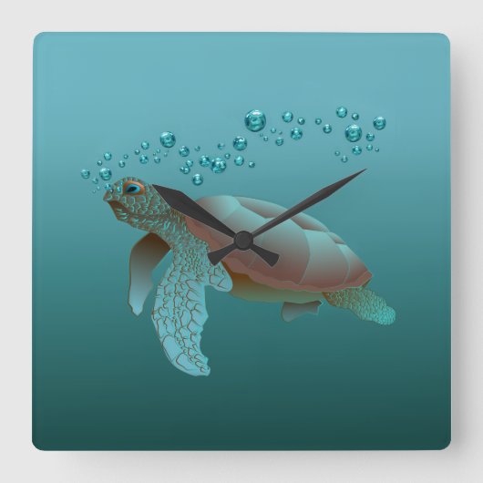 Sea Turtle Acrylic Wall Clock Quadratische Wanduhr (Vorderseite)