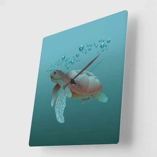 Sea Turtle Acrylic Wall Clock Quadratische Wanduhr (Winkel)