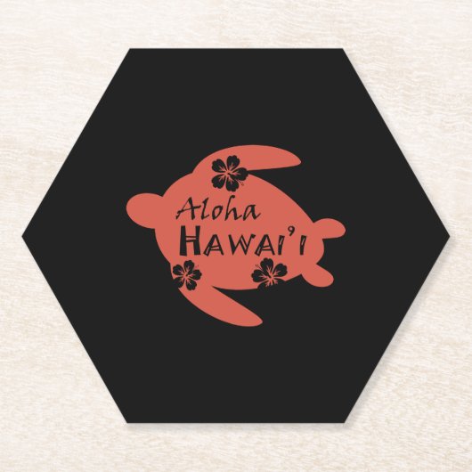 Sea Turtle Aloha Hawaii Hibiskus Orange Graphics Untersetzer (Vorderseite)