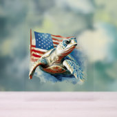 Sea Turtle American Flag Acrylschild (Neutral)