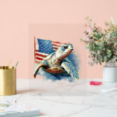 Sea Turtle American Flag Acrylschild (Hochzeit)