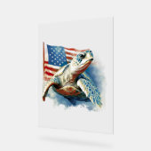 Sea Turtle American Flag Acrylschild (Winkel)