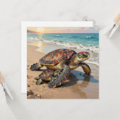 Sea Turtle and Baby Illustration | Blank Karte (Vorderseite/Rückseite Beispiel)