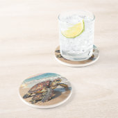 Sea Turtle and Baby Illustration  Getränkeuntersetzer (Seite)