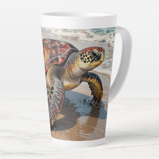 Sea Turtle and Baby Illustration Milchtasse (Rechte Ecke)