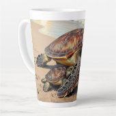 Sea Turtle and Baby Illustration Milchtasse (Linke Ecke)