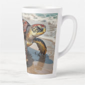 Sea Turtle and Baby Illustration Milchtasse (Rechts)