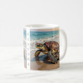 Sea Turtle and Baby Illustration | Personalized Kaffeetasse (VorderseiteRechts)