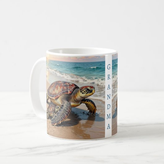 Sea Turtle and Baby Illustration | Personalized Kaffeetasse (Vorderseite Links)