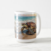 Sea Turtle and Baby Illustration | Personalized Kaffeetasse (VorderseiteRechts)