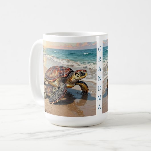 Sea Turtle and Baby Illustration | Personalized Kaffeetasse (Vorderseite Links)