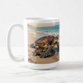 Sea Turtle and Baby Illustration | Personalized Kaffeetasse (Links)