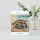 Sea Turtle and Baby Illustration | Saying Hello Postkarte (Stehend Vorderseite)