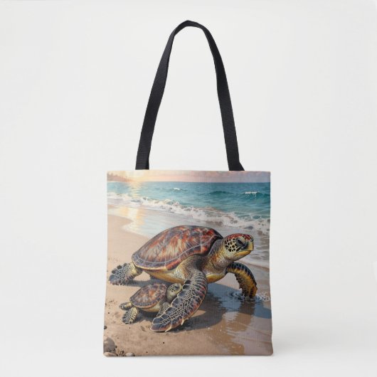 Sea Turtle and Baby Illustration  Tasche (Vorderseite)