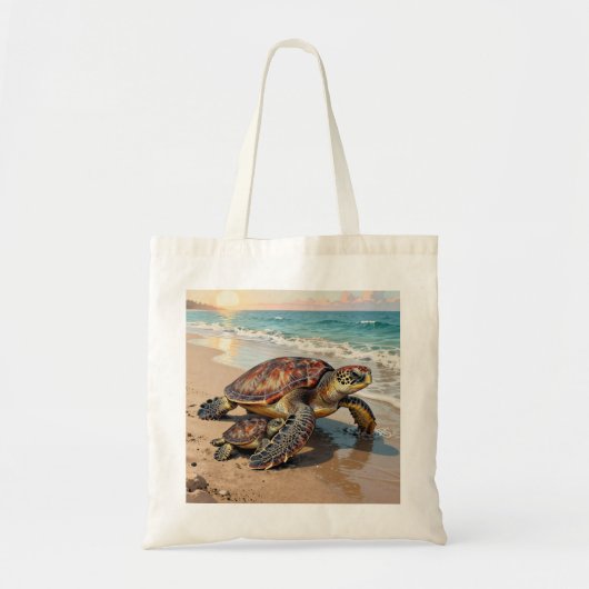 Sea Turtle and Baby Illustration Tragetasche (Vorne)