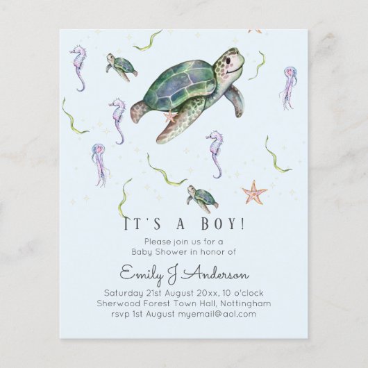 Sea Turtle and Friends Baby Boy oder Girl Shower I (Vorderseite)