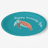Sea Turtle Art Aquamarin Blue Pappteller (Schrägansicht)