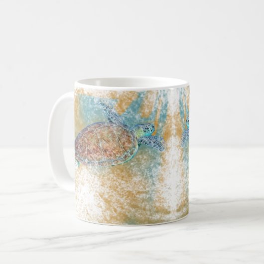 Sea Turtle Art Coastal Art Kaffeetasse (Vorderseite Links)