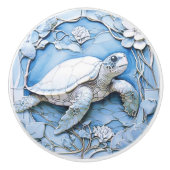 Sea Turtle Art Nouveau Imitats Relief Blue Ocean L Keramikknauf (Vorderseite)