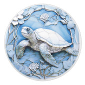 Sea Turtle Art Nouveau Imitats Relief Blue Ocean L Keramikknauf (Vorderseite)