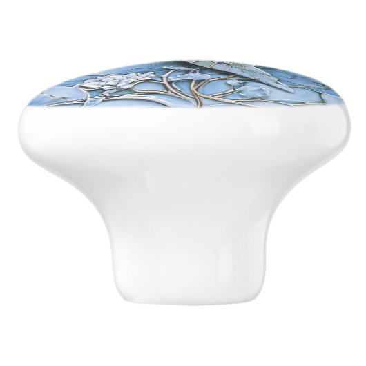 Sea Turtle Art Nouveau Imitats Relief Blue Ocean L Keramikknauf (Seitenansicht)