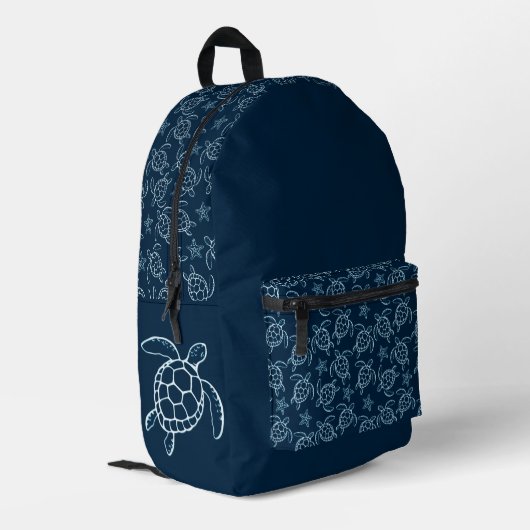 'Sea Turtle Art Pattern' Backpack Bedruckter Rucksack (Rückseitige Ecke links)