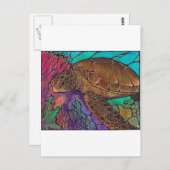 Sea Turtle Art...phantastischer Buntglasstil! Postkarte (Vorne/Hinten)