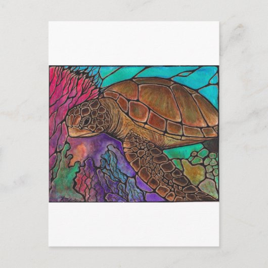 Sea Turtle Art...phantastischer Buntglasstil! Postkarte (Vorderseite)