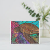 Sea Turtle Art...phantastischer Buntglasstil! Postkarte (Stehend Vorderseite)
