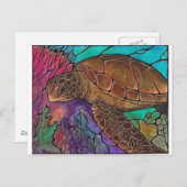 Sea Turtle Art...phantastischer Buntglasstil! Postkarte (Vorne/Hinten)