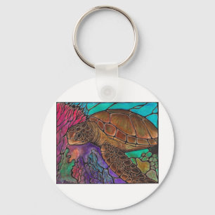 Sea Turtle Art...phantastischer Buntglasstil! Schlüsselanhänger