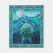 Sea Turtle Art Quilt Blanket Großartig angepasst Fleecedecke (Vorderseite)
