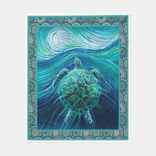 Sea Turtle Art Quilt Blanket Großartig angepasst Fleecedecke (Vorderseite)