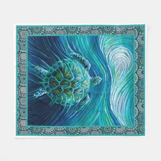 Sea Turtle Art Quilt Blanket Großartig angepasst Fleecedecke (Vorderseite (Horizontal))