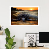 Sea Turtle at Sunset Poster (Heimbüro)