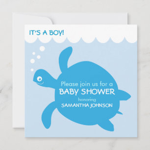 Sea Turtle Baby Boy Einfache Dusche Einladung