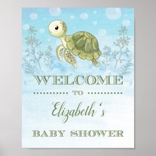 Sea Turtle Baby Dusche Begrüßung Strand Ozean Poster