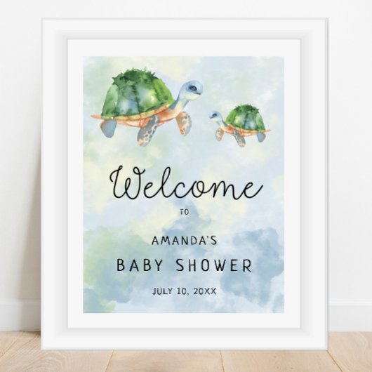 Sea Turtle - BABY Dusche Begrüßungszeichen Poster